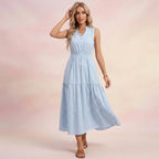 Stripe A-Line Printed Long Dress