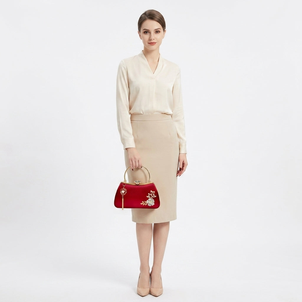 Soffien Pearl Tassel Clutch