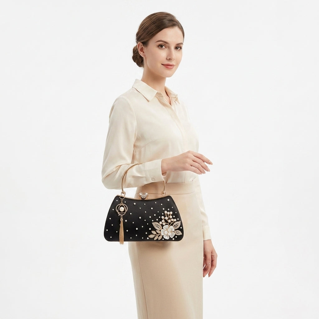 Soffien Pearl Tassel Clutch