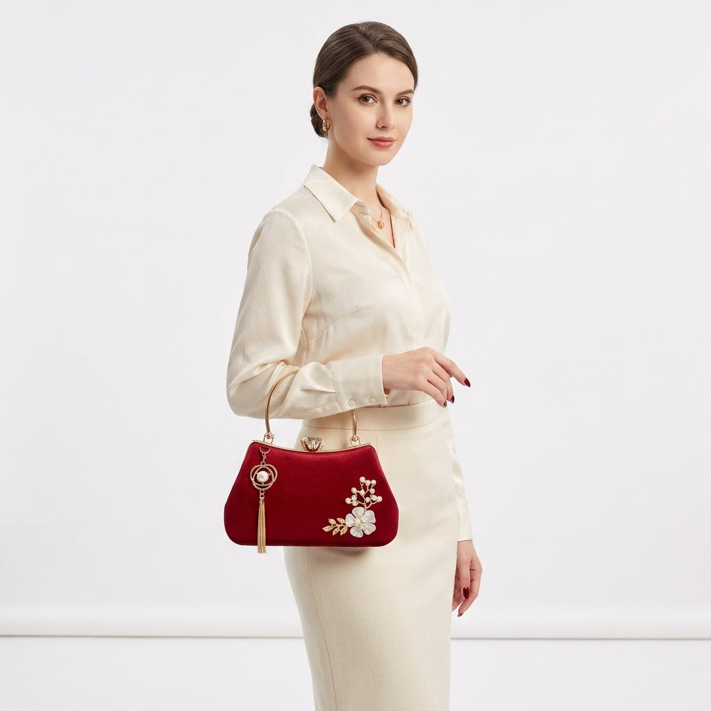 Soffien Pearl Tassel Clutch
