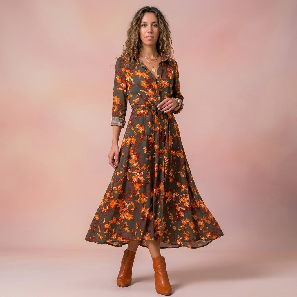 Madrid Vintage Chiffon Maxi Dress