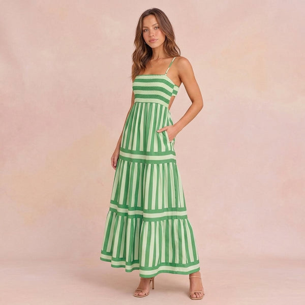 Summer Striped Long Beach Dress