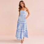 Summer Striped Long Beach Dress