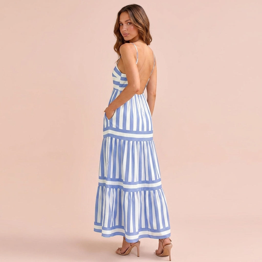 Summer Striped Long Beach Dress