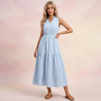 Stripe A-Line Printed Long Dress