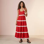 U-Neck Wavy Print Sleeveless Dress