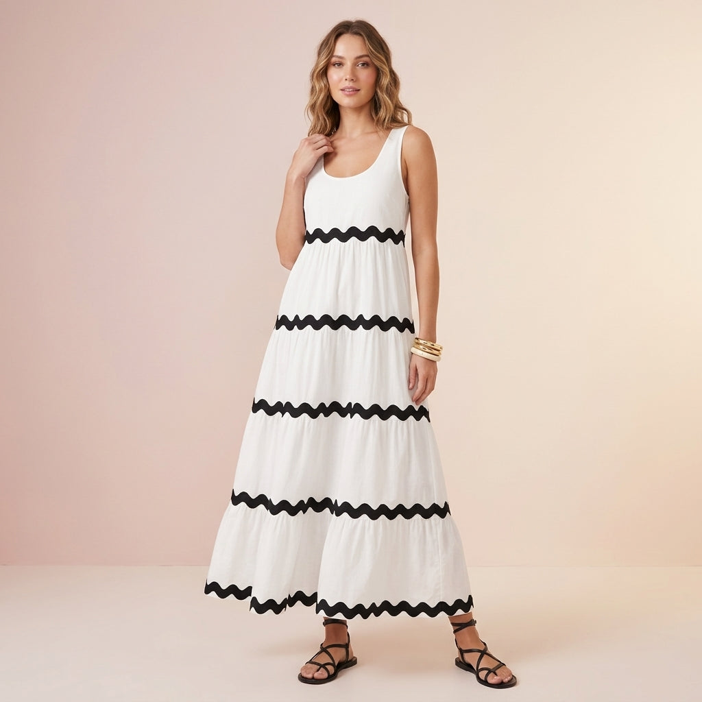 Wave A-Line Sleeveless Dress