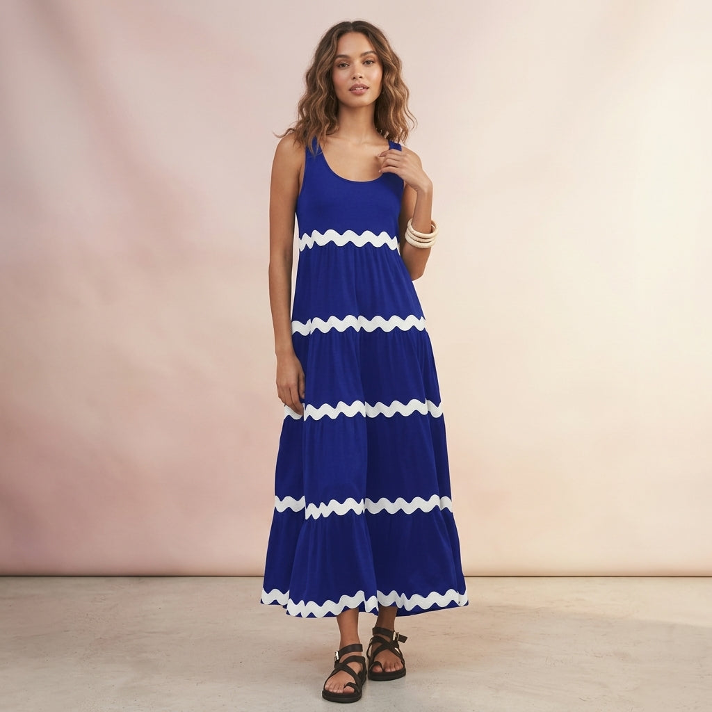 Wave A-Line Sleeveless Dress