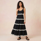 U-Neck Wavy Print Sleeveless Dress