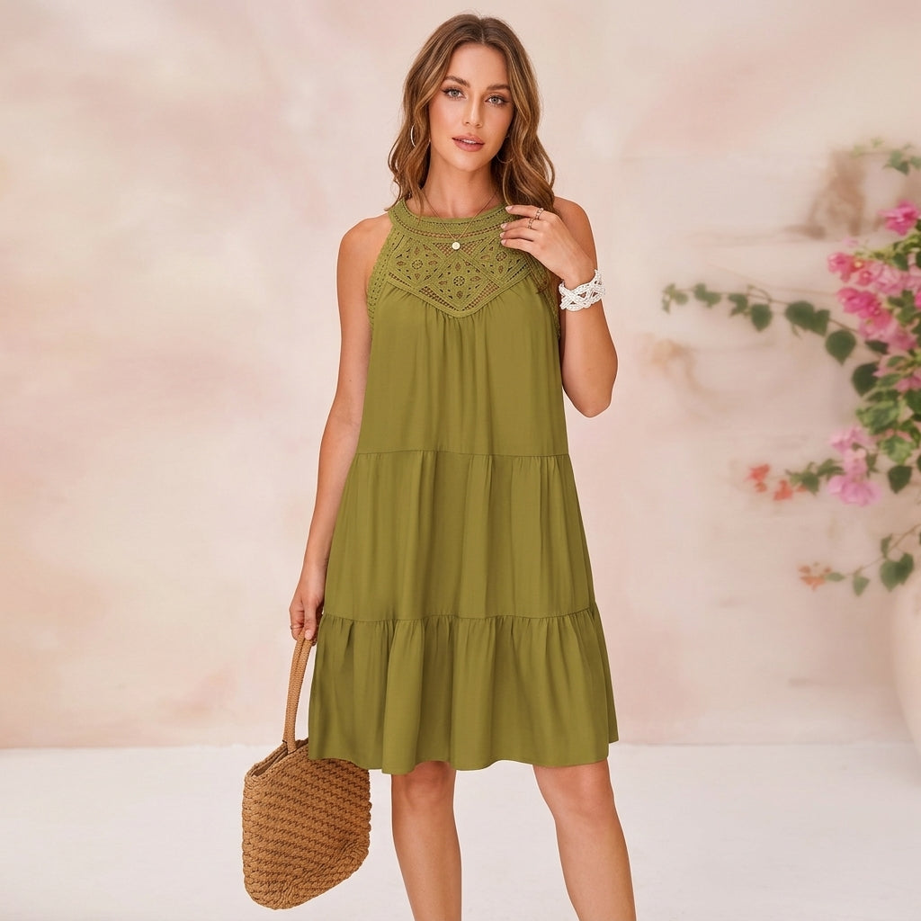 Lace Halter Sleeveless Summer Dress