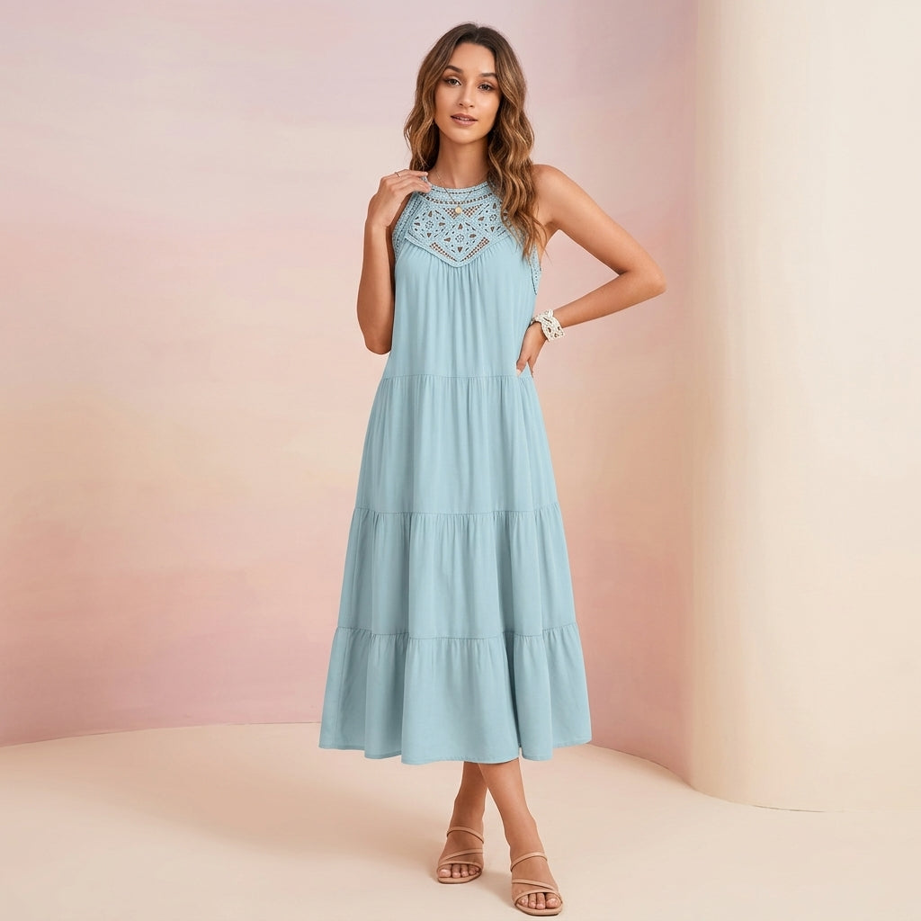 Lace Halter Sleeveless Summer Dress