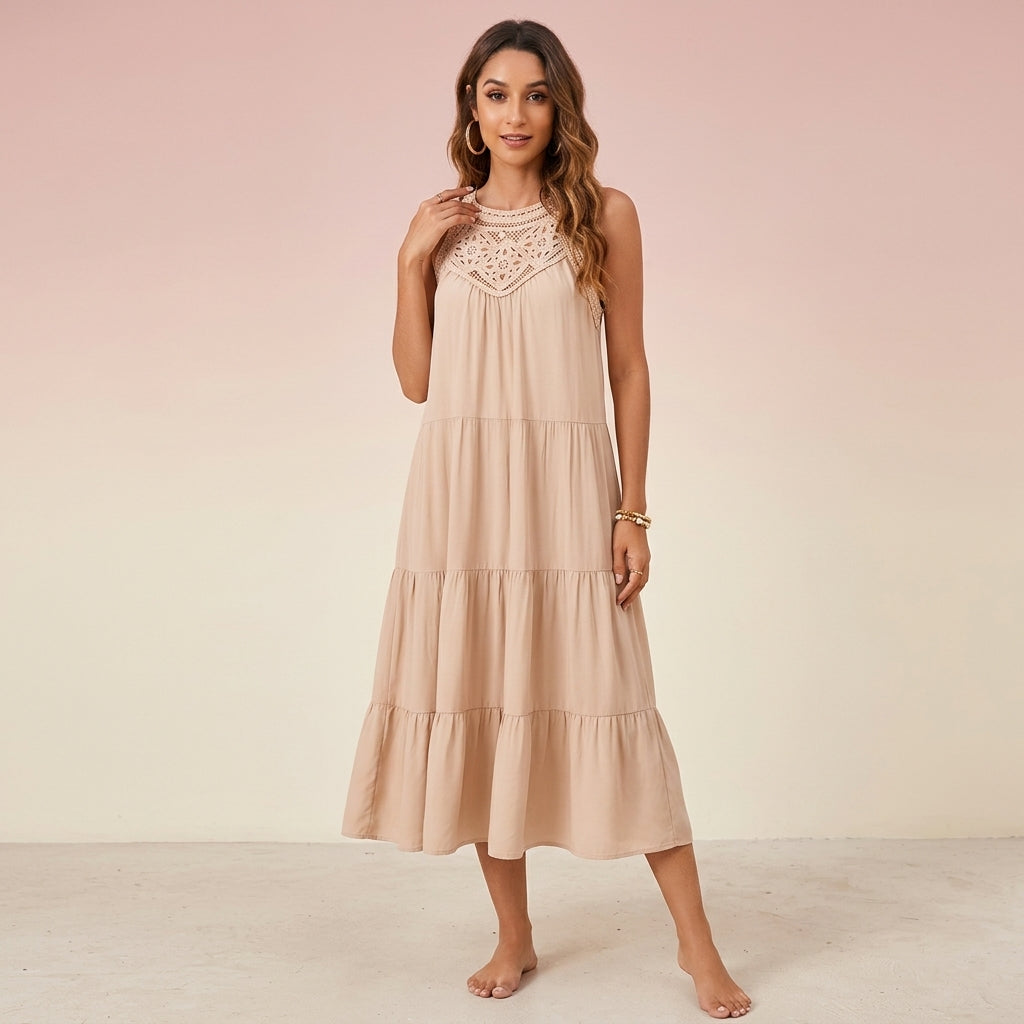 Lace Halter Sleeveless Summer Dress